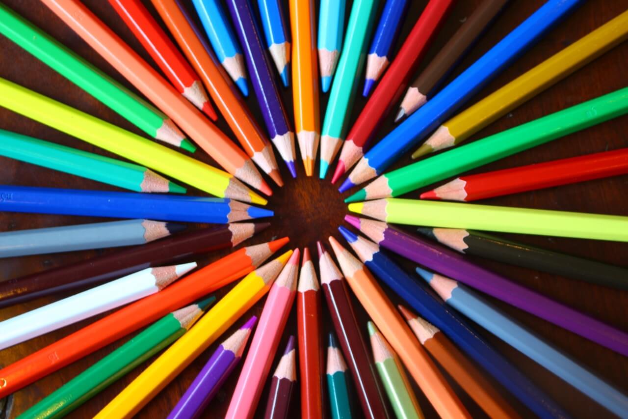 Various colours of pencil crayon