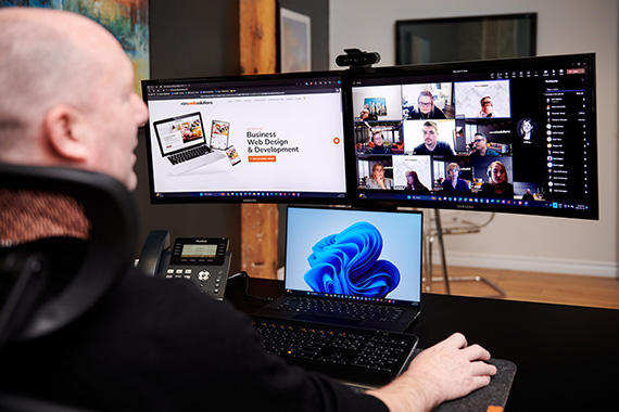 Rob and team in an online meeting