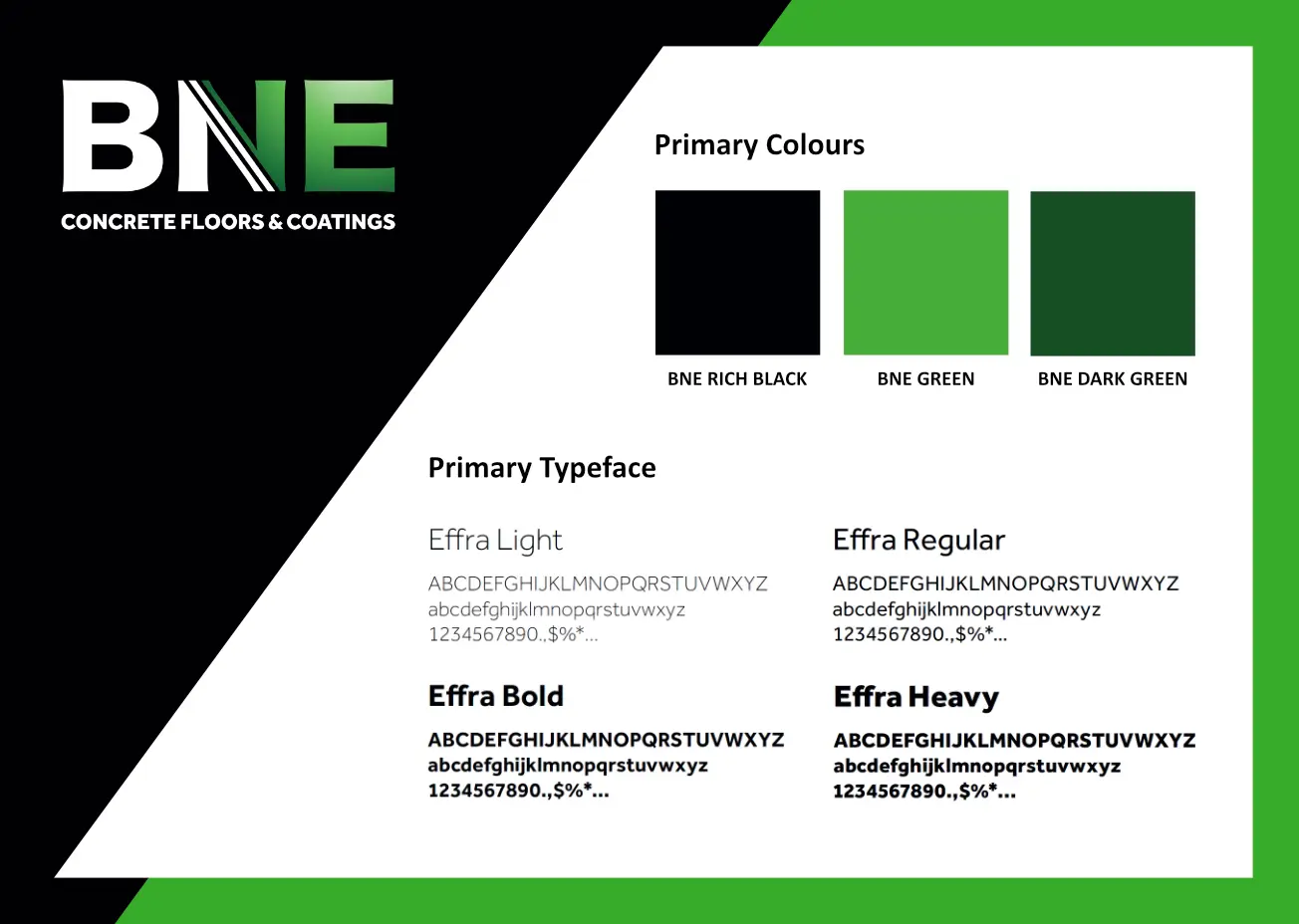 BNE Concrete Floors and Coatings brand guideline