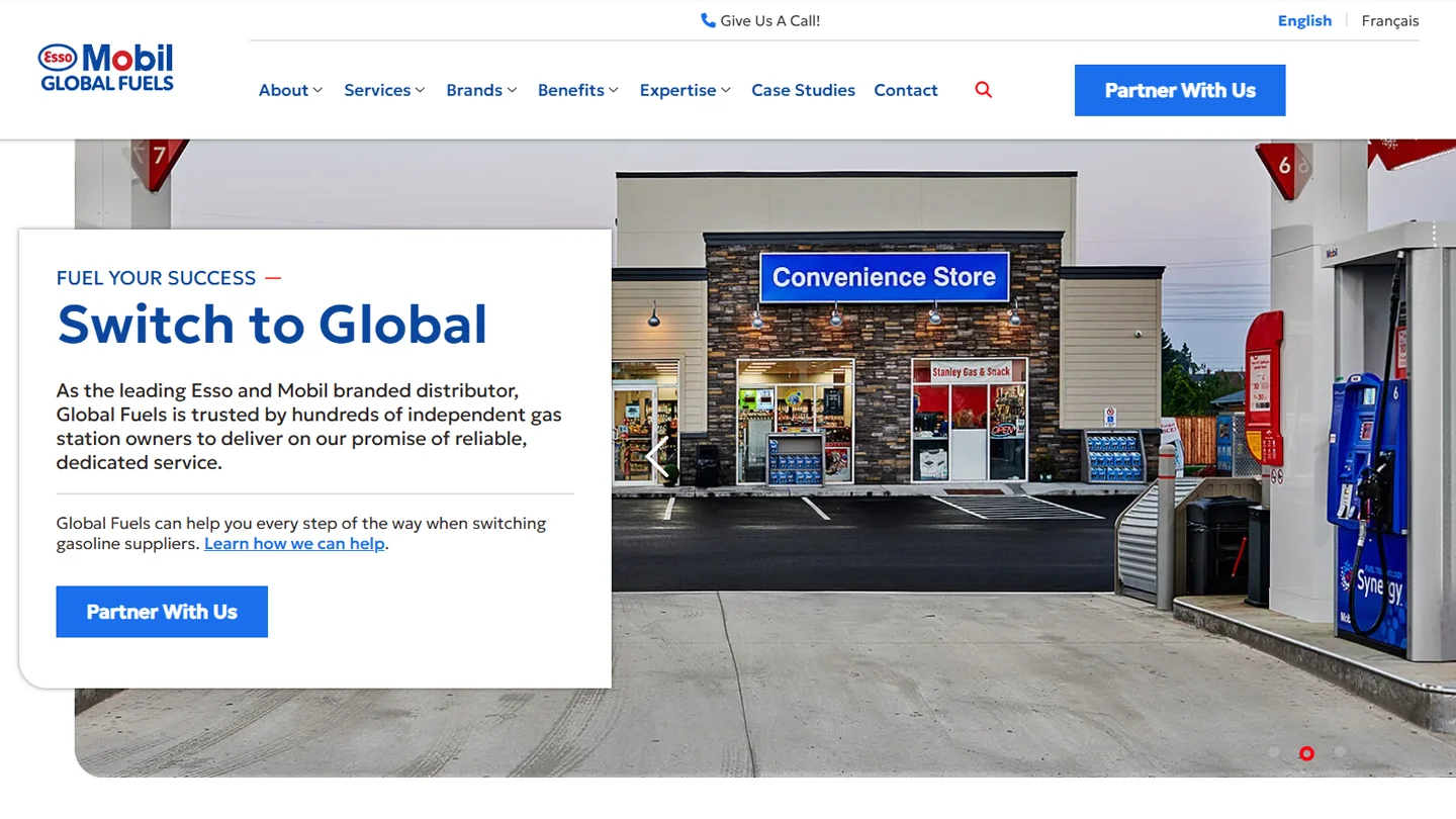 Global Fuels' Homepage Screenshot