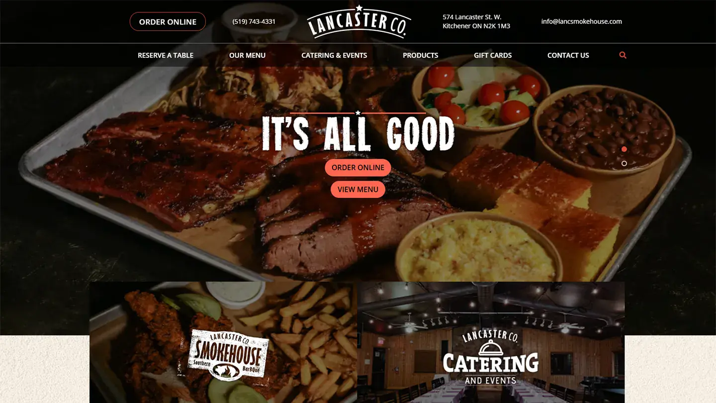 Lancaster Smokehouse Homepage Screenshot