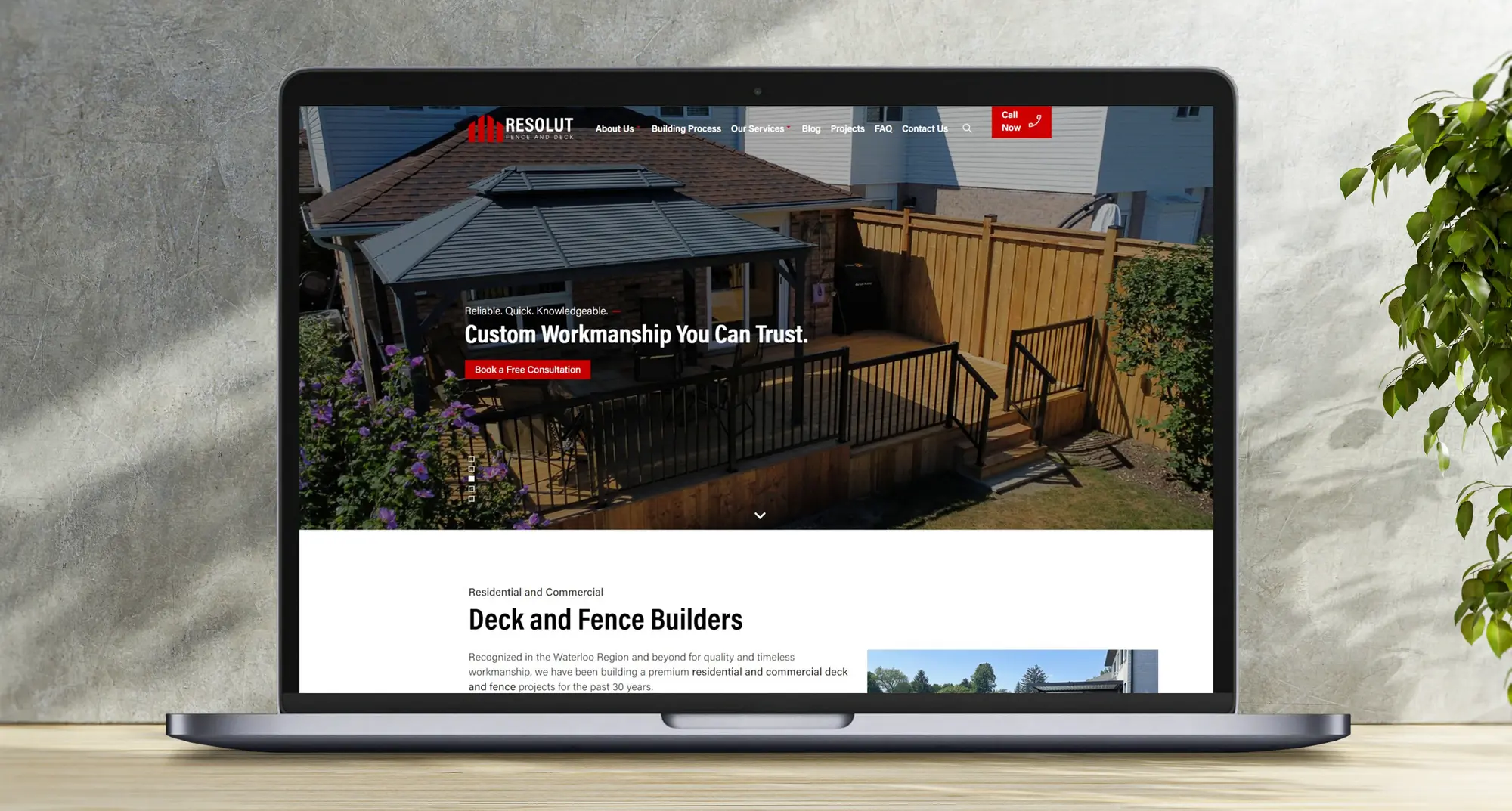Resolut Fence and Deck Homepage Screenshot