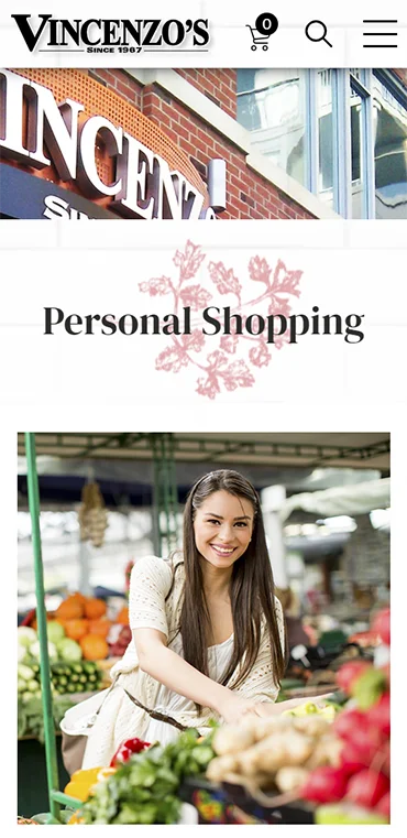 Personal Shopping - Mobile Page Screenshot