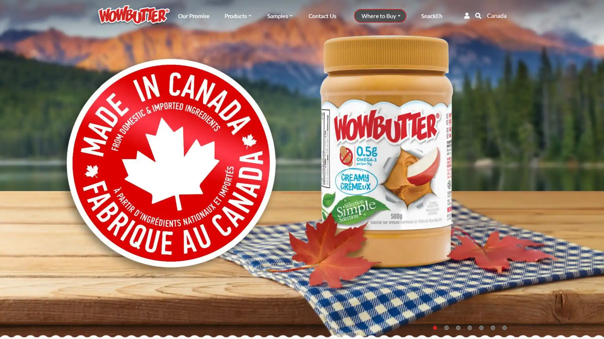 WOWBUTTER Foods Homepage Screenshot
