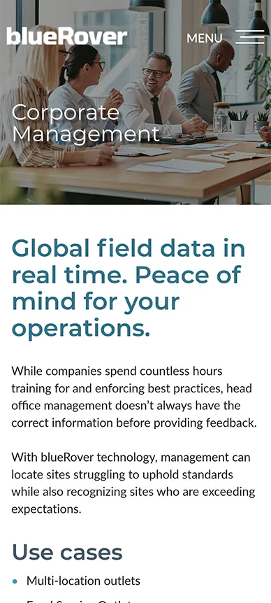 Corporate Management - Mobile Page Screenshot