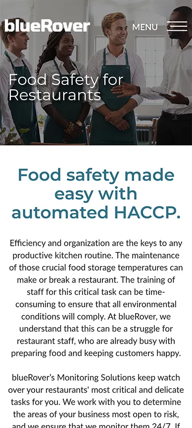 Food Safety for Restaurants - Mobile Page Screenshot