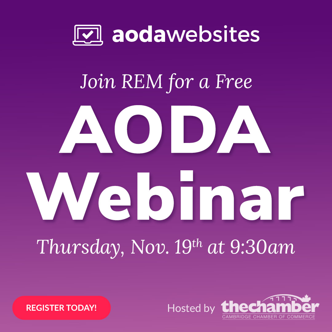 large AODA lettering with info for a free webinar