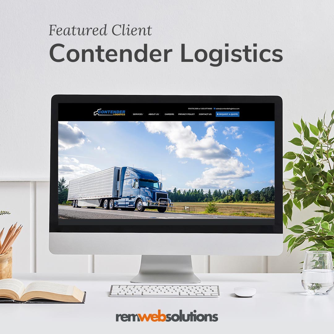 Contender Logistics website on a computer monitor