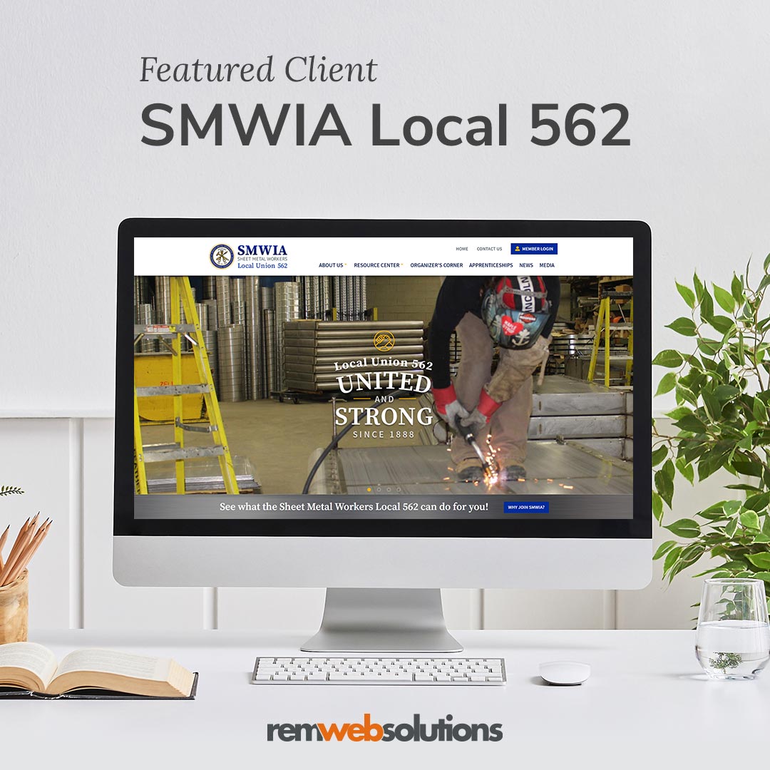 SMWIA Local 562 website on a computer monitor