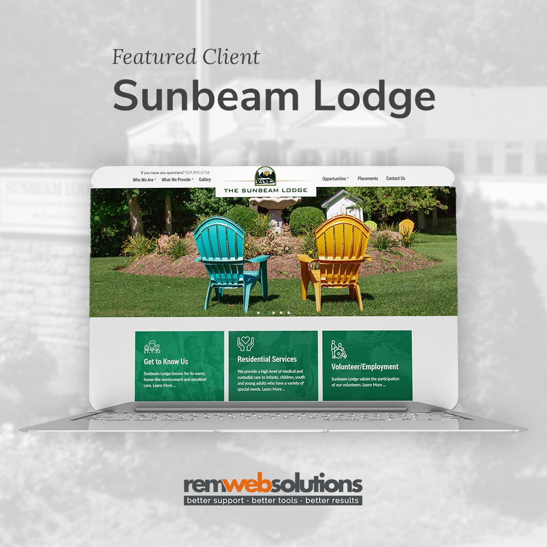 Sunbeam Lodge website on a computer monitor