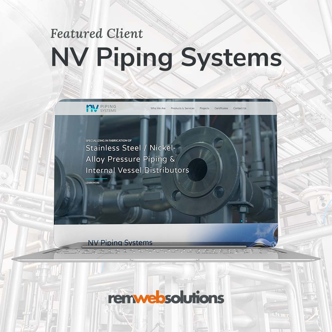 NV Piping Systems website on a computer monitor