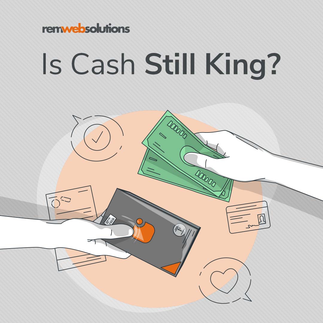 Illustration depicting hands exchanging cash