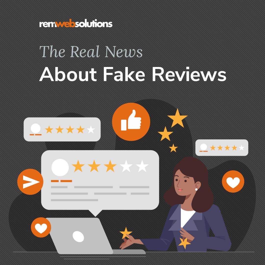 Illustration depicting a woman looking at reviews