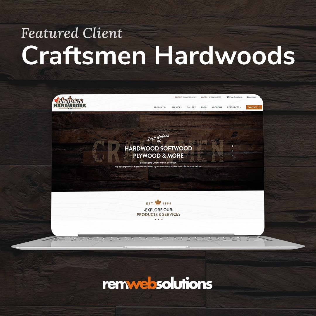 Craftsmen Hardwoods website on a computer monitor