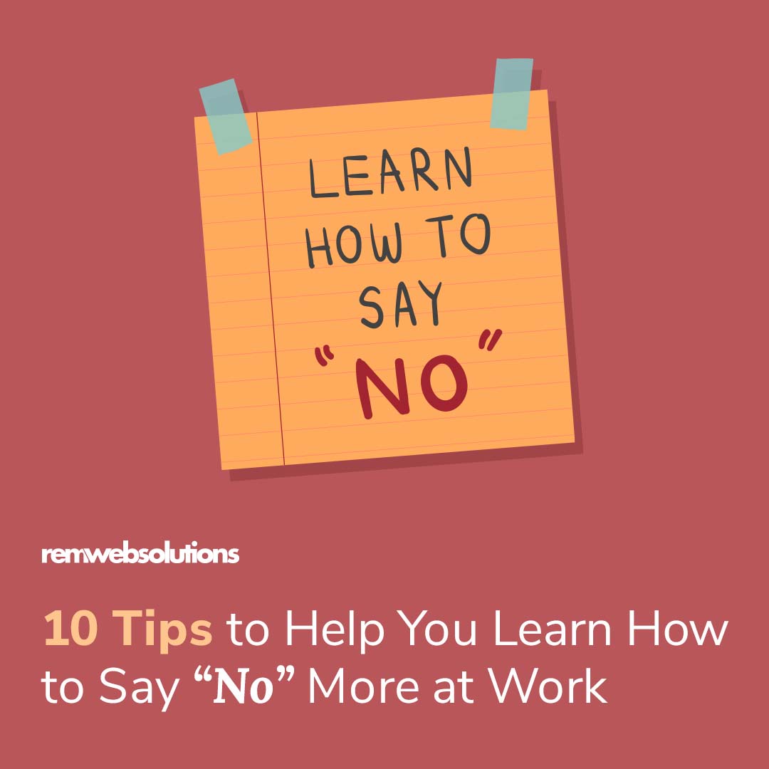 A lined, yellow note that says 'learn how to say no' on a red background