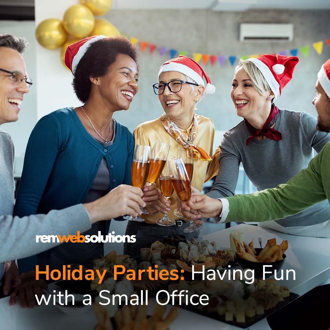 People having fun in a holiday office party