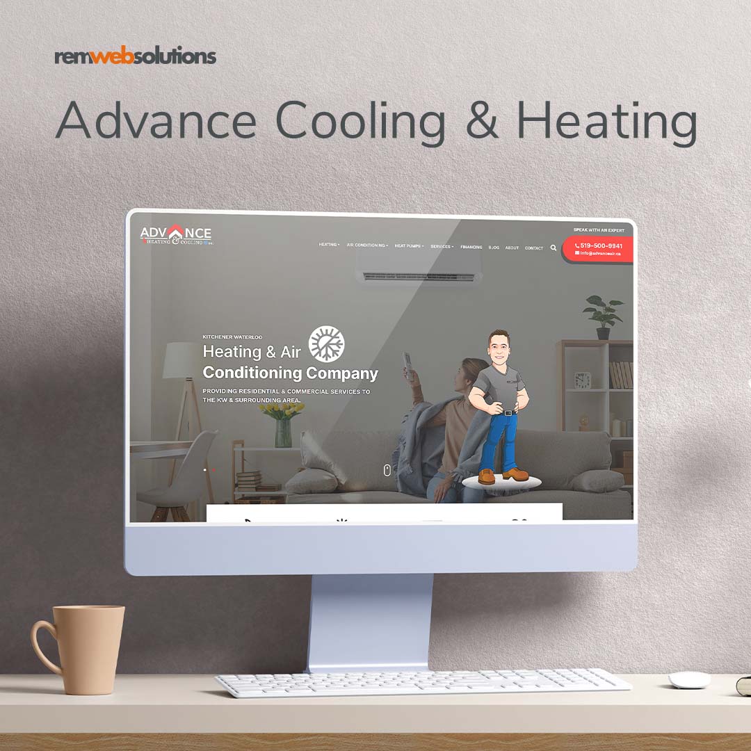 Advance Cooling & Heating website on a computer monitor