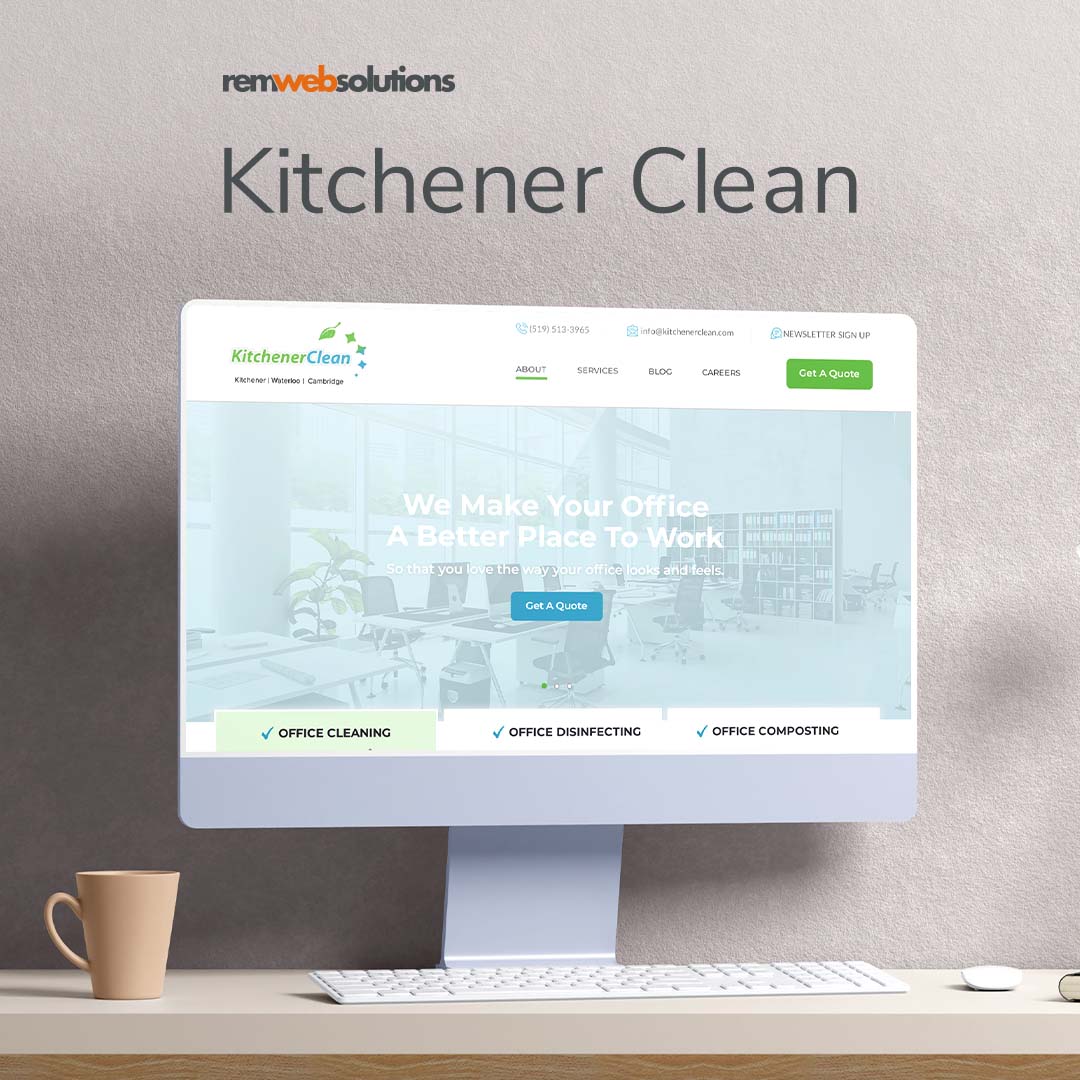 Kitchener Clean website on a computer monitor