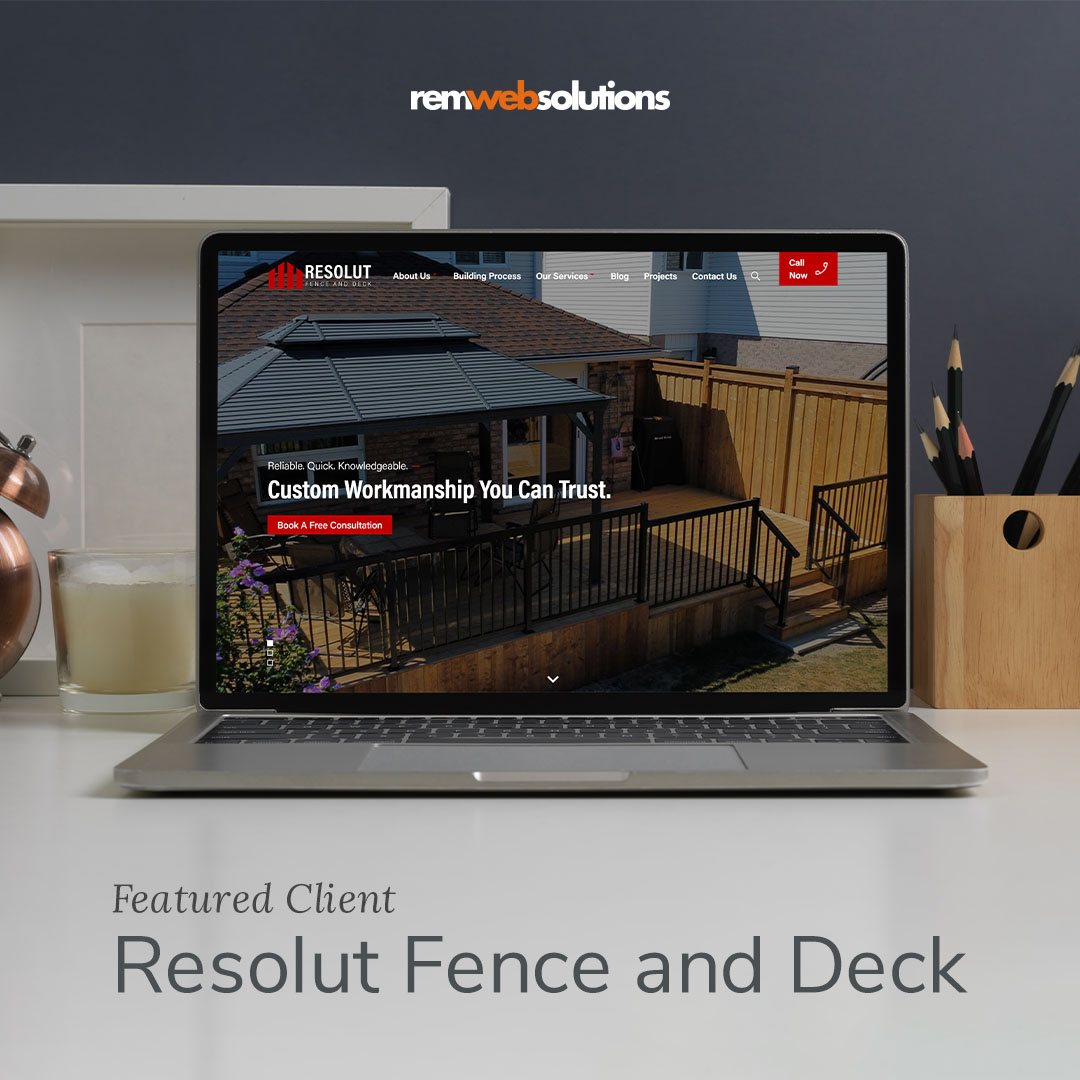 Resolut Fence and Deck website on a computer monitor