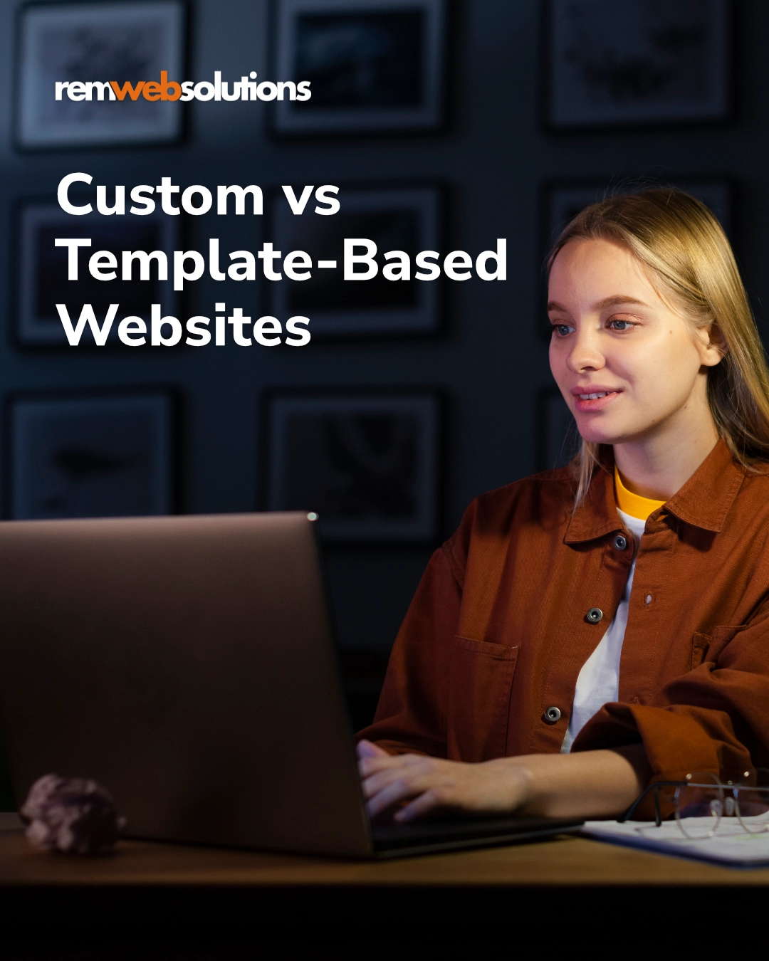 Woman looking at her laptop in home office