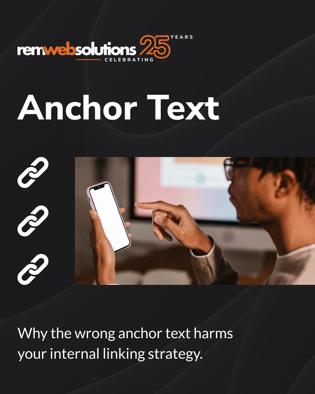 Man looking at mobile phone and pointing